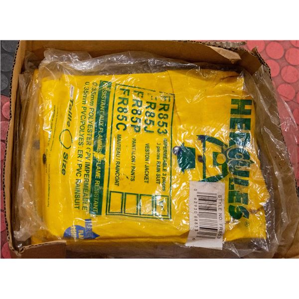 YELLOW 3 PIECE RAIN SUIT 2XL - NEW - 7 PACKAGES