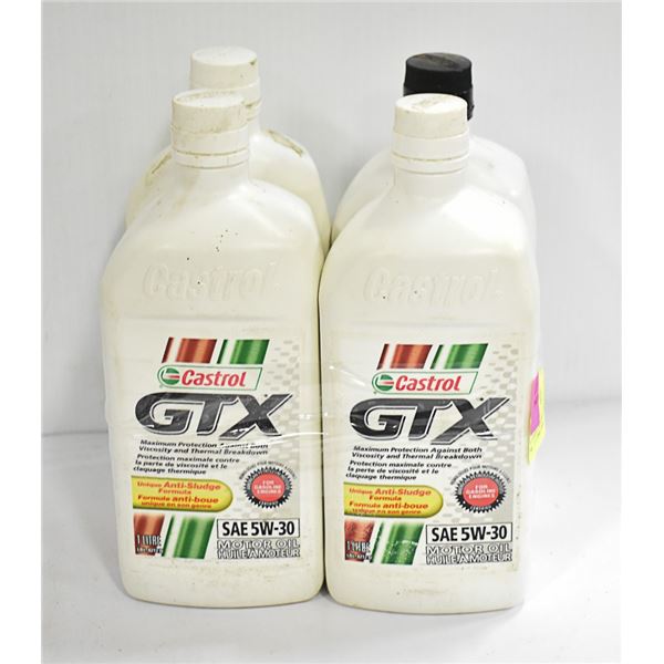 4 JUGS CASTROL OIL GTX SAE 5W - 30,  1 LITRE PER