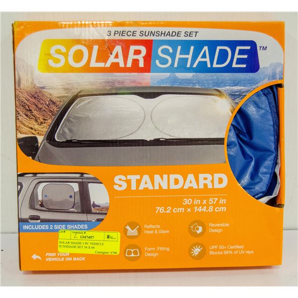SOLAR SHADE 3 PC VEHICLE SUNSHADE SET 34 X 64