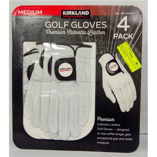 KIRKLAND SIGNATURE 4 PACK GOLF GLOVES SIZE: M