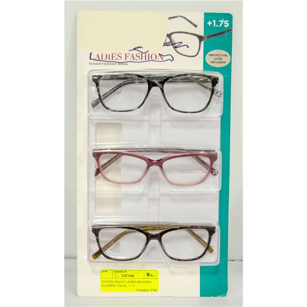 FOSTER GRANT LADIES READING GLASSES 3 PACK +1.75