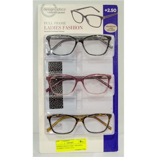 FOSTER GRANT LADIES READING GLASSES 3 PACK +2.50