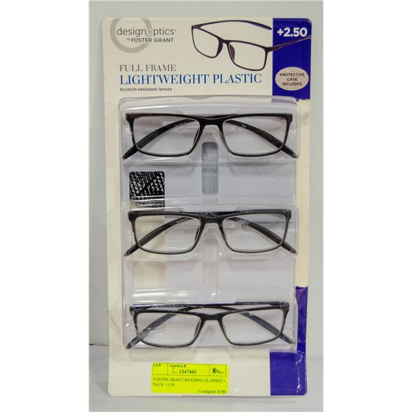 FOSTER GRANT READING GLASSES 3 PACK +2.50