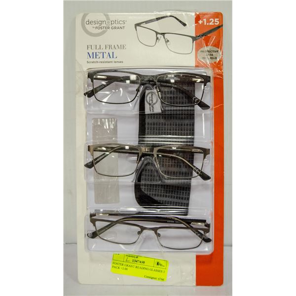 FOSTER GRANT READING GLASSES 3 PACK +2.00