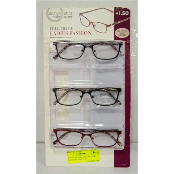 FOSTER GRANT LADIES READING GLASSES 3 PACK +1.50