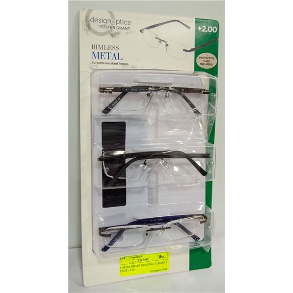 FOSTER GRANT READING GLASSES 3 PACK +2.00