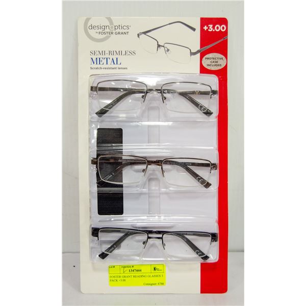 FOSTER GRANT READING GLASSES 3 PACK +3.00