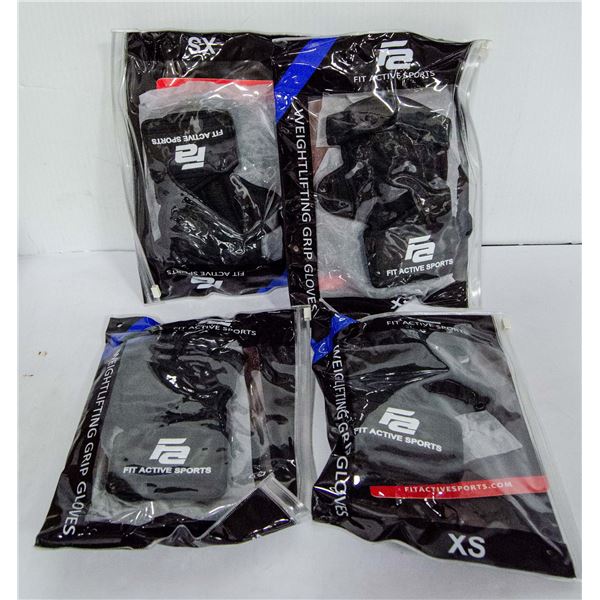 LOT OF 4 WEIGHT LIFTING GRIP GLOVES
