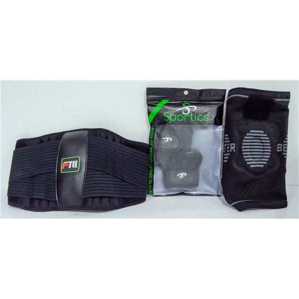 BACK BRACE, WEIGHTLIFTING GLOVES