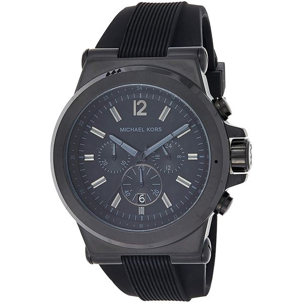 NEW MICHAEL KORS BLACKDIAL SILICONE STRAP MSRP$337