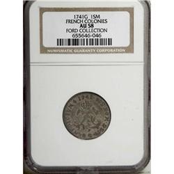 1741 SOU M French Colonies Sou Marque AU58 NGC