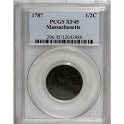 1787 1/2 C Massachusetts Half Cent XF45 PCGS