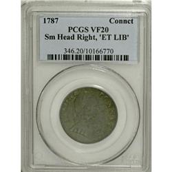 1787 Connecticut Copper, ETLIB INDE VF20 PCGS