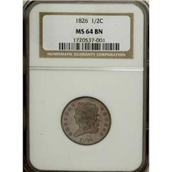 1826 1/2 C MS64 Brown NGC