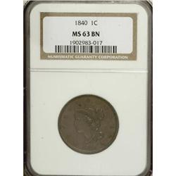 1840 1C Large Date MS63 Brown NGC