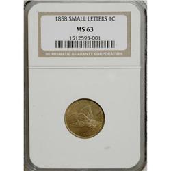 1858 1C Small Letters MS63 NGC