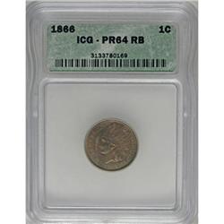 1866 1C PR64 Red and Brown ICG