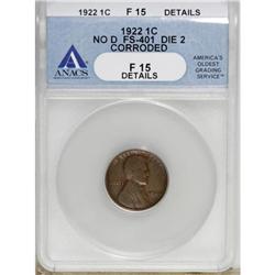 1922 No D 1C Strong Reverse F15 Details ANACS