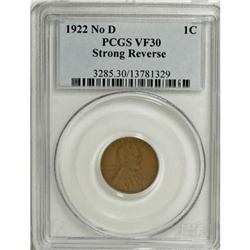 1922 No D 1C Strong Reverse VF30 PCGS