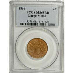 1864 2C Large Motto MS65 Red PCGS