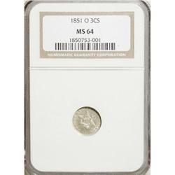1851-O 3CS MS64 NGC