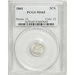 1861 3CS MS65 PCGS