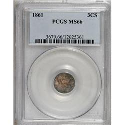 1861 3CS MS66 PCGS