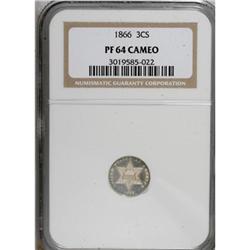 1866 3CS PR64 Cameo NGC