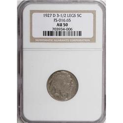 1927-D 5C AU50 NGC FS-016.65 3.5 Legs