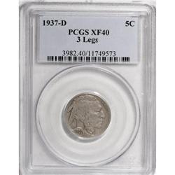 1937-D 5C Three-Legged XF40 PCGS