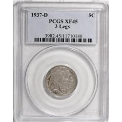 1937-D 5C Three-Legged XF45 PCGS