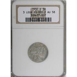 1937-D 5C Three-Legged AU58 NGC