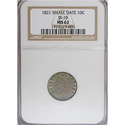1821 10C Small Date MS62 NGC