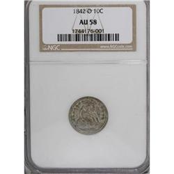 1842-O 10C AU58 NGC