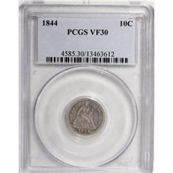 1844 10C VF30 PCGS
