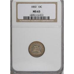 1850 10C MS63 NGC