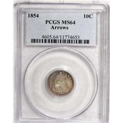 1854 10C Arrows MS64 PCGS