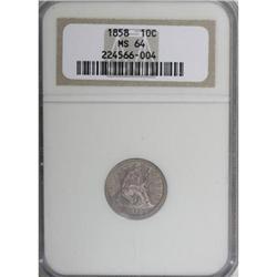 1858 10C MS64 NGC