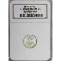 1875-S 10C Mintmark Below Bow MS65 NGC