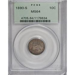 1890-S 10C MS64 PCGS