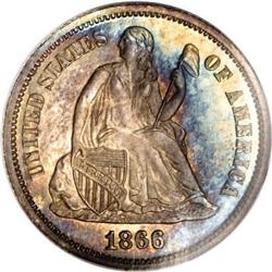 1866 10C PR66 NGC