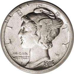 1916-D 10C XF Details NCS