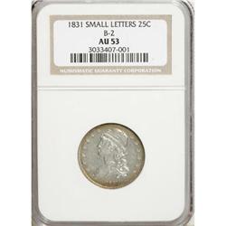 1831 25C Small Letters AU53 NGC
