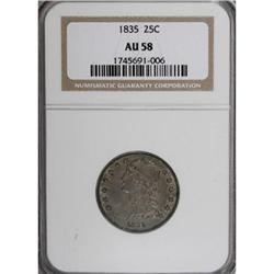 1835 25C AU58 NGC