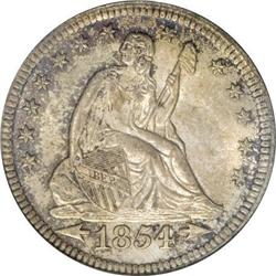 1854 25C Arrows MS64 PCGS