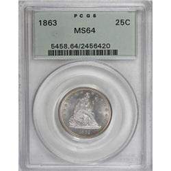 1863 25C MS64 PCGS