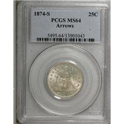 1874-S 25C Arrows MS64 PCGS