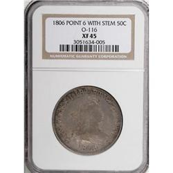 1806 50C Pointed 6, Stem XF45 NGC