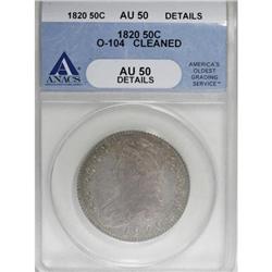 1820 50C Square 2, Large Date, Knob O-104