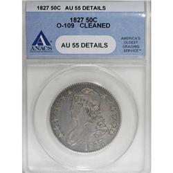 1827 50C Square Base 2 AU55 Details ANACS O-109